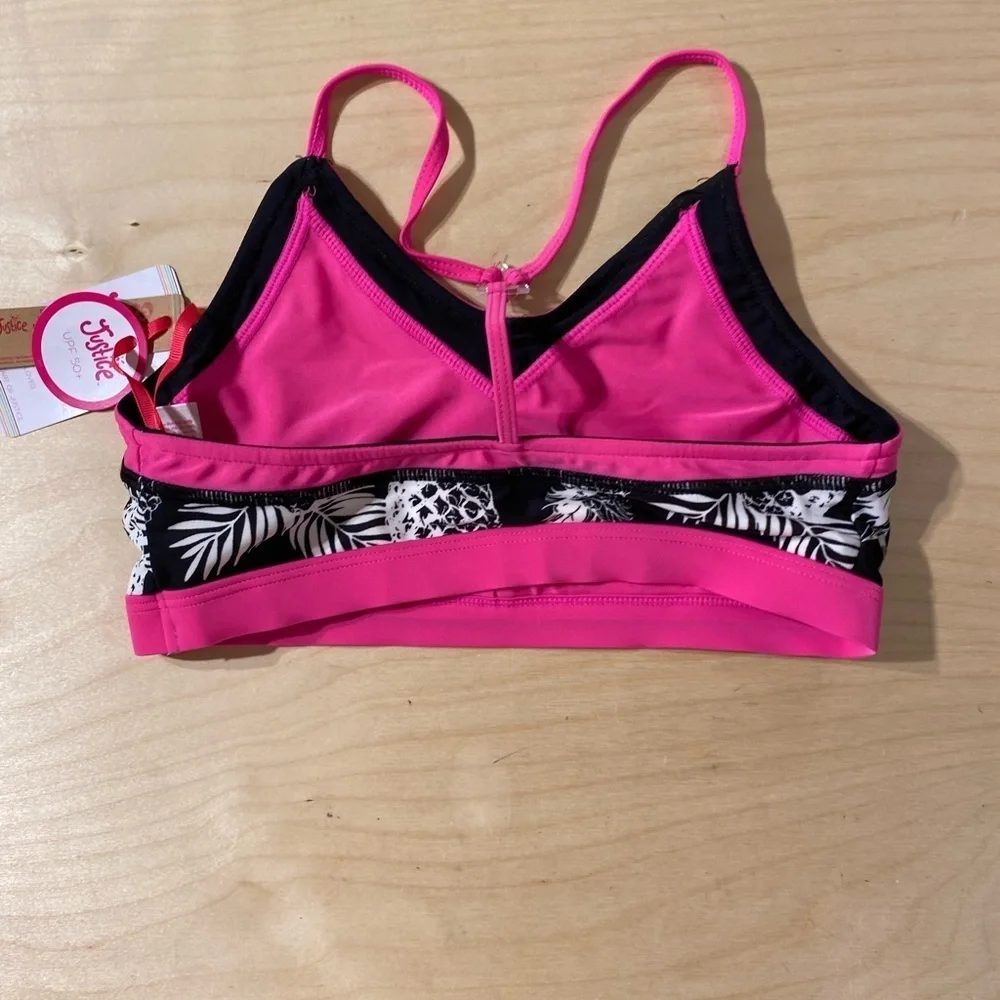 Pink and Black Pineapple Reversible Bikini Top Large (12/14) (IK)